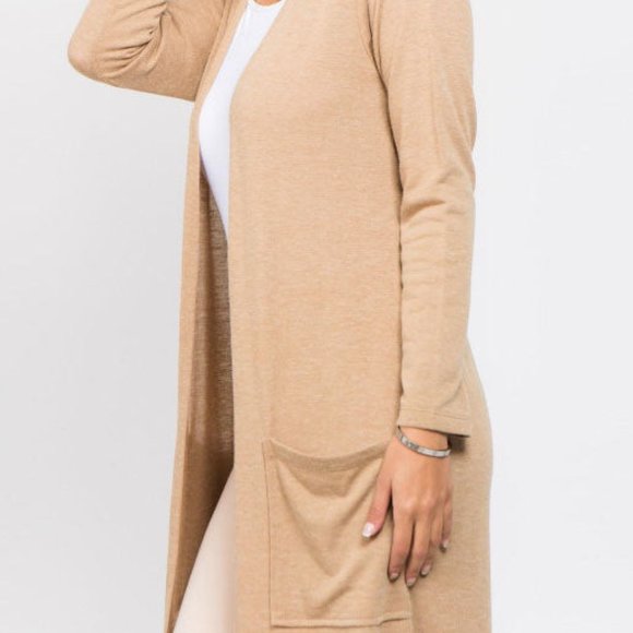 Cardigan Long Sleeve Cardigan with Pockets - Picture 2 of 3